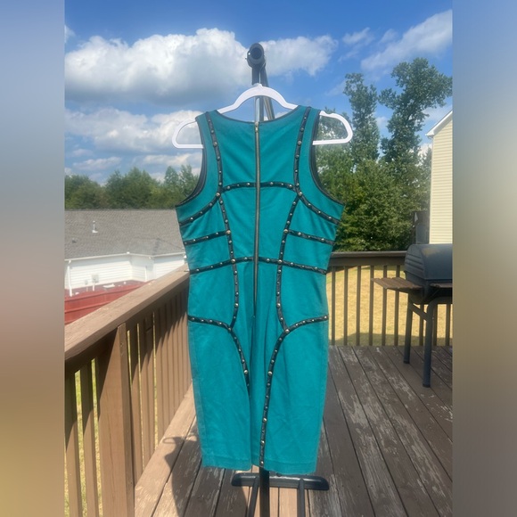 Cynthia Steffens sleeveless short dress with embellishments blue green black 8 - Picture 2 of 4